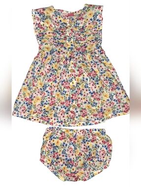Penelope Mack Floral Button-Front Dress with Bloomers in Yellow, Pink & Blue